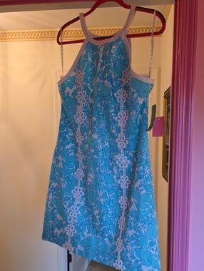 Lilly Pulitzer NWT Shorely Blue Pearl Shift Dress -She's A Fox- Size 12